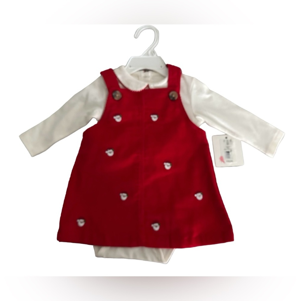 NWT Starting Out
Baby Girls 9 Months Santa Corduroy‎ Pinafore Jumper 2-Piece Set